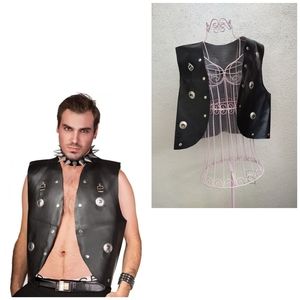 Vinyl Studded Vest Punk Biker Costume Party Novelty Halloween Themed Rave Sexy